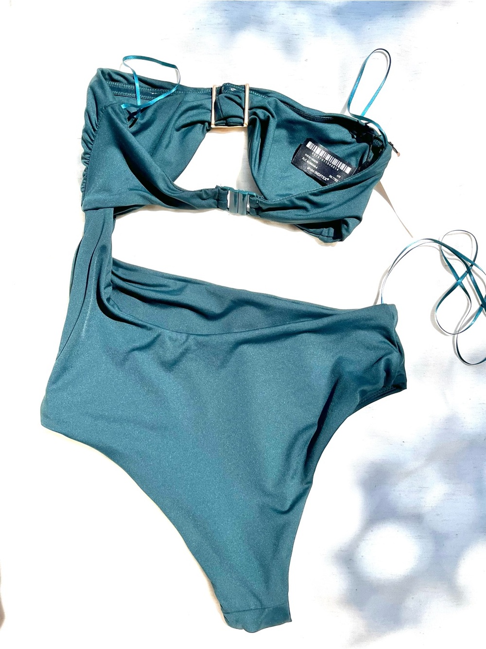 Zara Bandeau Intense Green Swimsuit With Cutouts And Metal Detail 0167/011/540 - Picture 10 of 12
